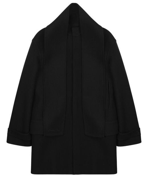 Dior Black Cappotto Con Sciarpa