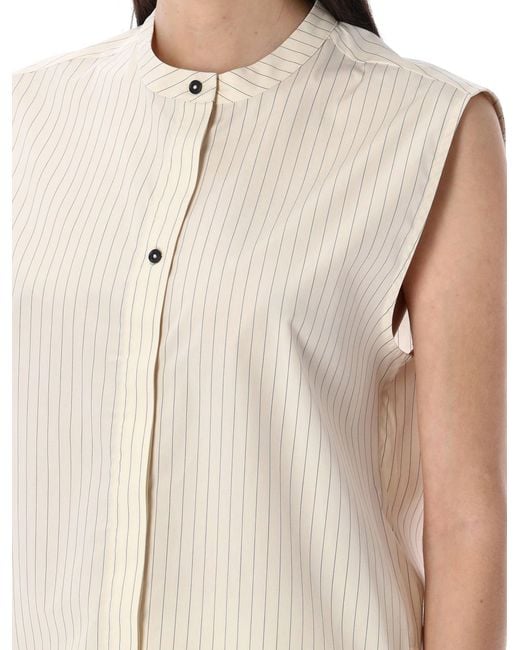 Loulou Natural Hale Stripes Sleeveless Shirt