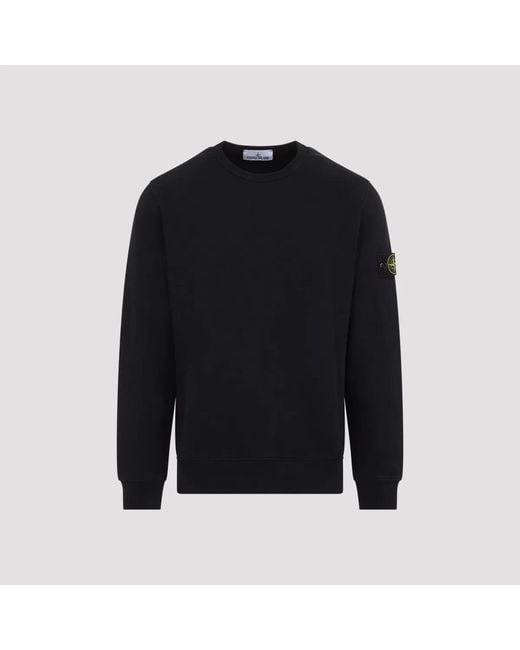 Stone Island Black Crew Neck Cotton Jersey Sweatshirt for men