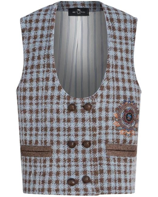 Etro Gray Houndstooth Over Vest