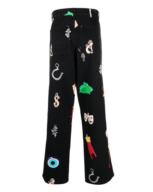 Sky High Farm Black Printed Denim Jeans for men