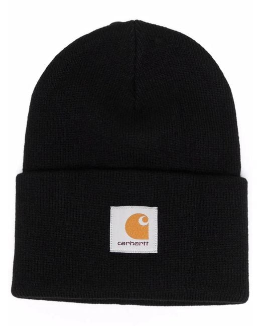 Carhartt Black Logo-Patch Beanie Hat for men