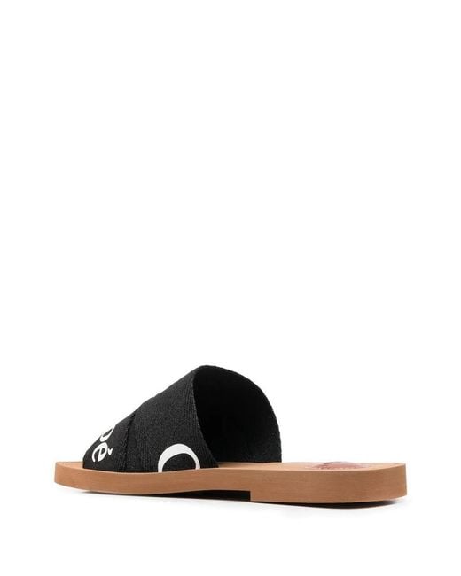 Chloé Black Woody Fabric Mules