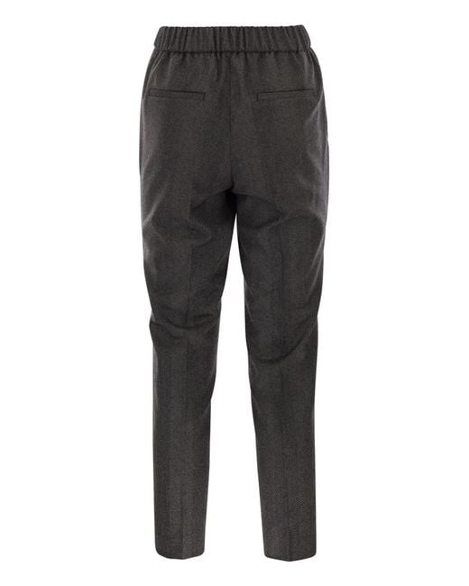 Peserico Gray Stretch Virgin Wool Trousers