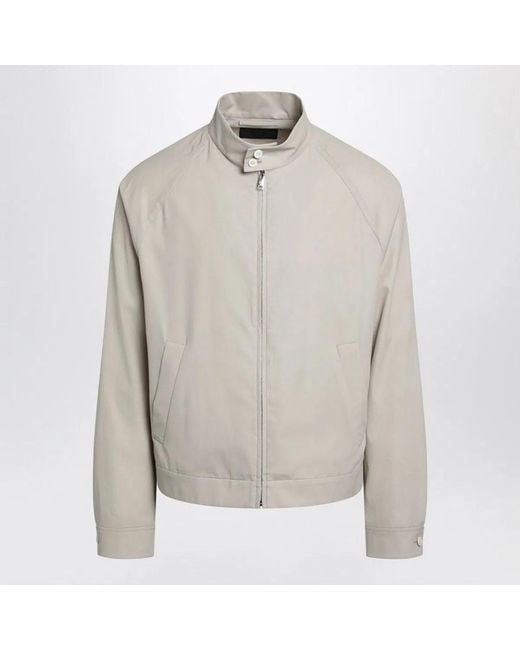 Prada Gray Sandcolored Cotton Zipup Jacket for men