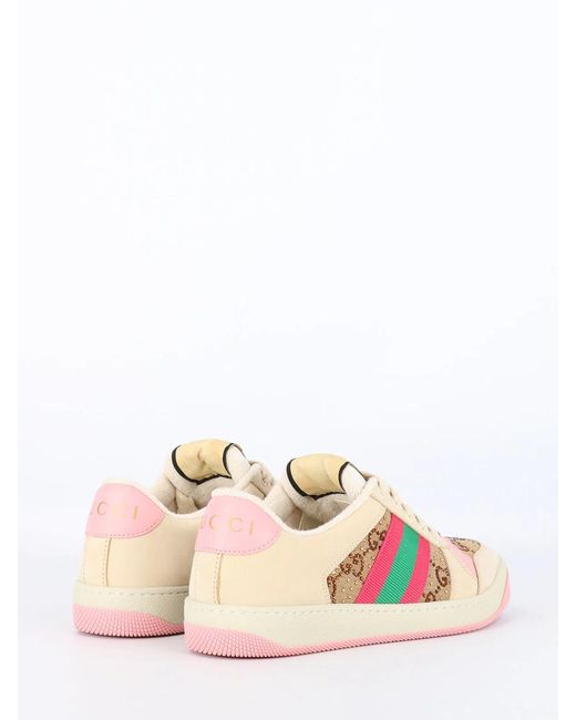 Gucci Pink Screener Leather Sneakers