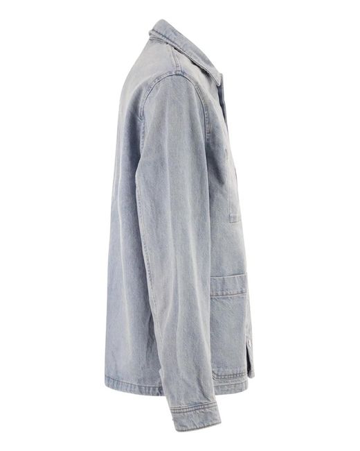 A.P.C. Gray Cotton Denim Jacket With Patch Pockets for men
