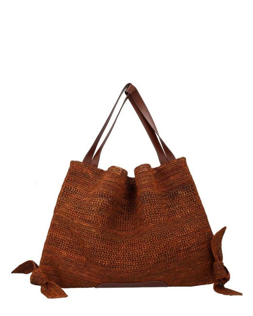 Hereu Brown Raffia Leather Bag