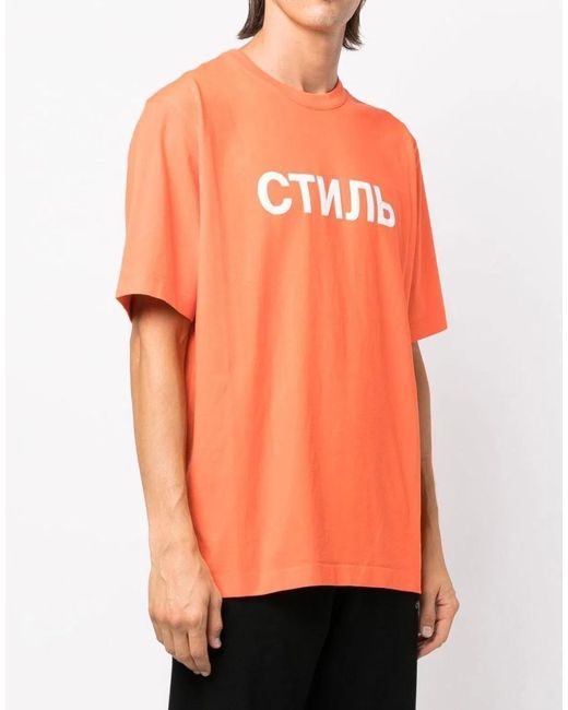 Heron Preston Orange Ctnmb Logo T-Shirt for men