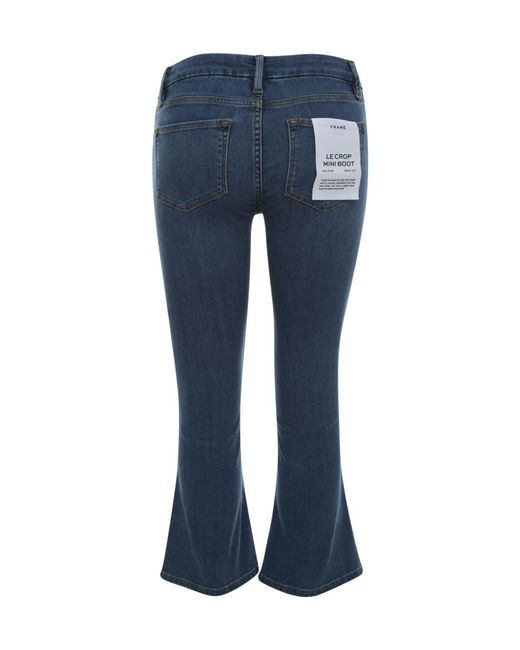 FRAME Blue Cropped Mini Boot Trousers