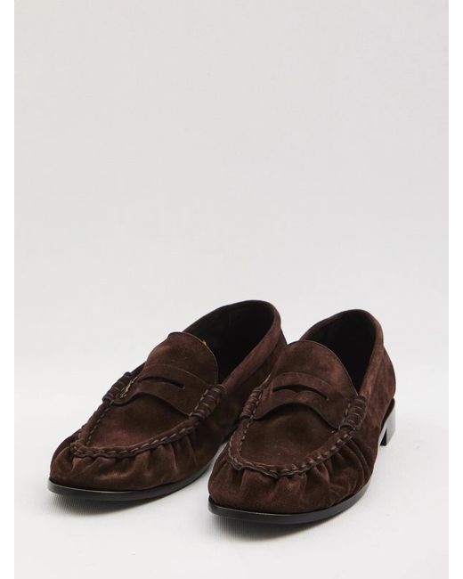 Saint Laurent White Testa Di Moro Suede Leather Le Loafer Loafers