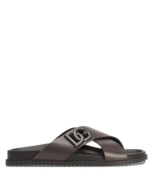 Dolce & Gabbana Black Dolce & Gabbana Leather Sandal for men