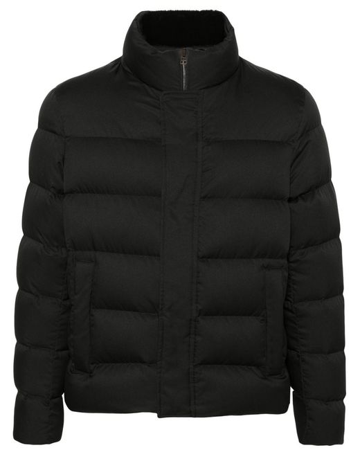 Herno Black Nylon Short Down Jacket for men