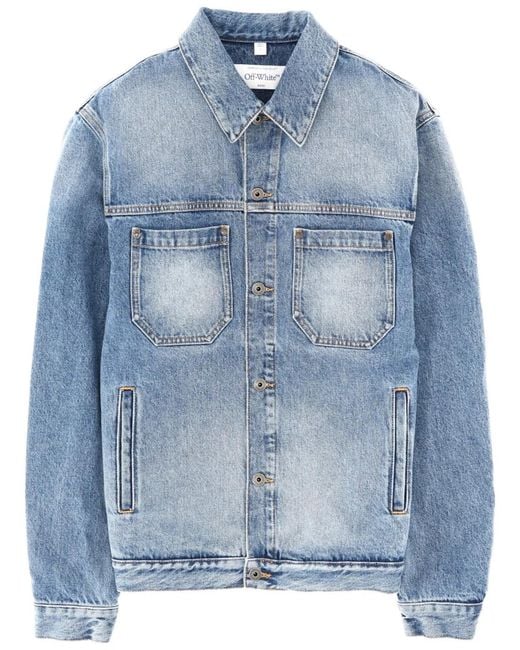 Off-White c/o Virgil Abloh Blue Denim Jacket With Print for men