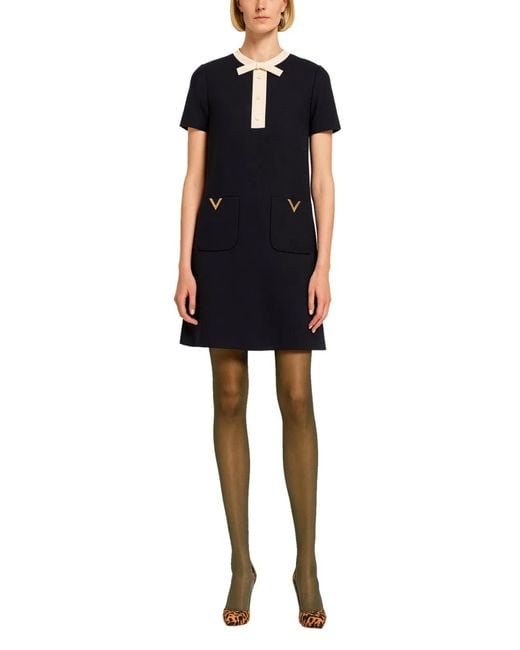Valentino Black Wool And Silk Mini Dress