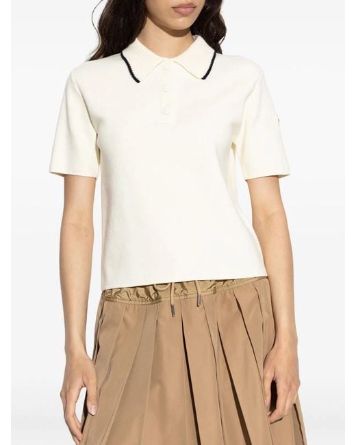 Moncler Natural Contrast Stripe Polo Shirt
