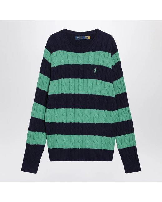 Polo Ralph Lauren Green Striped Cable Knit Sweater for men