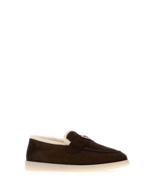 Prada Brown Calf Leather Loafers for men