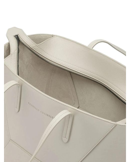 Brunello Cucinelli White "Bc Duo" Large Shoulder Bag