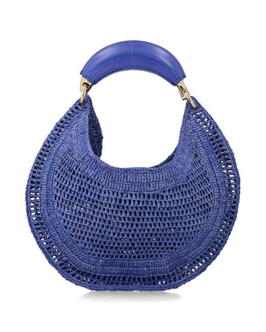 Chloé Blue Summer Banana Raffia Hobo Bag