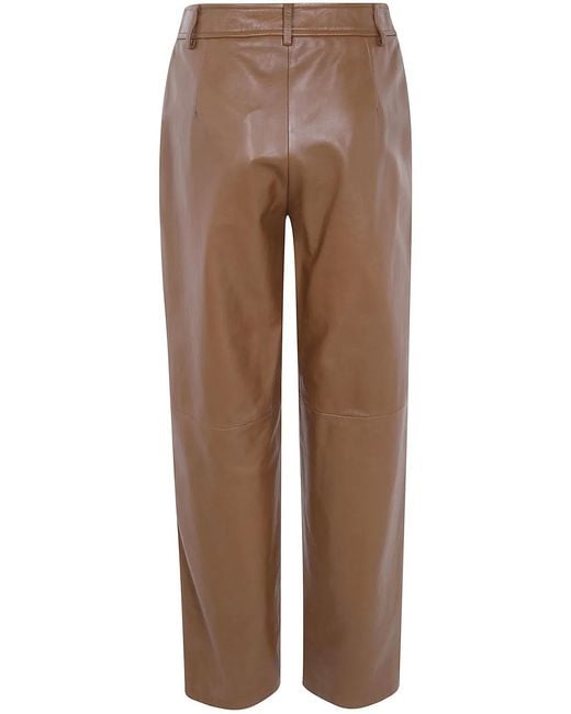 Max Mara Brown "Mst Legno" Nappa Leather Trousers