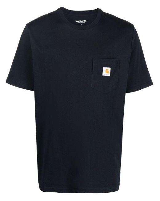 Carhartt Blue T-Shirt En Coton À Patch Logo for men