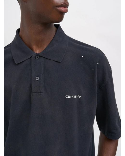 Carhartt Blue Polo Painter 'Garment Washed' Piqué for men