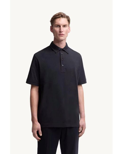 Moncler Blue Logo-Patch Polo Shirt for men