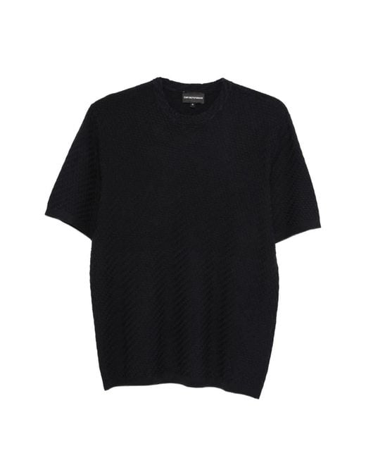 Emporio Armani Black Viscose-Blend T-Shirt for men