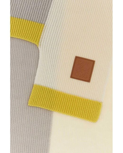 Loewe White Two-Tone Wool Scarf