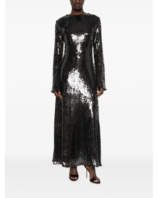 ROTATE BIRGER CHRISTENSEN Black Sequins Maxi Dress