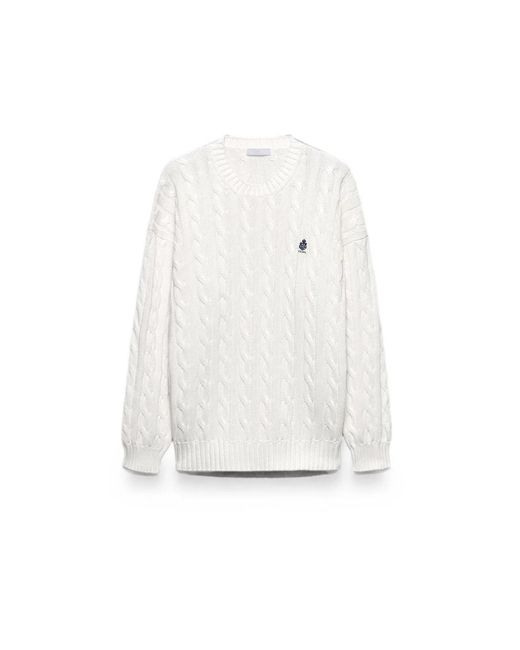 Prada White Crewneck Knit Jersey Top for men