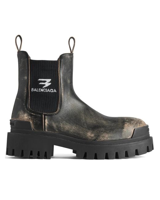 Balenciaga Black Strike Chelsea Calfskin Boots for men