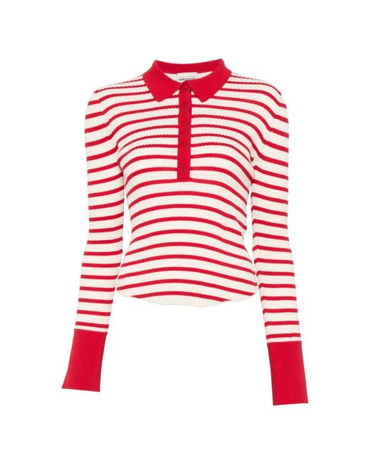 Semicouture Red Aida Striped Cotton Polo Shirt