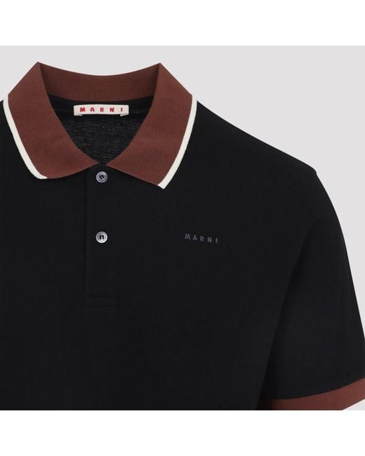 Marni Black Cotton Polo for men