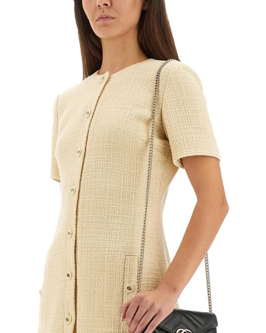 Gucci Natural Textured Wool Tweed Dress