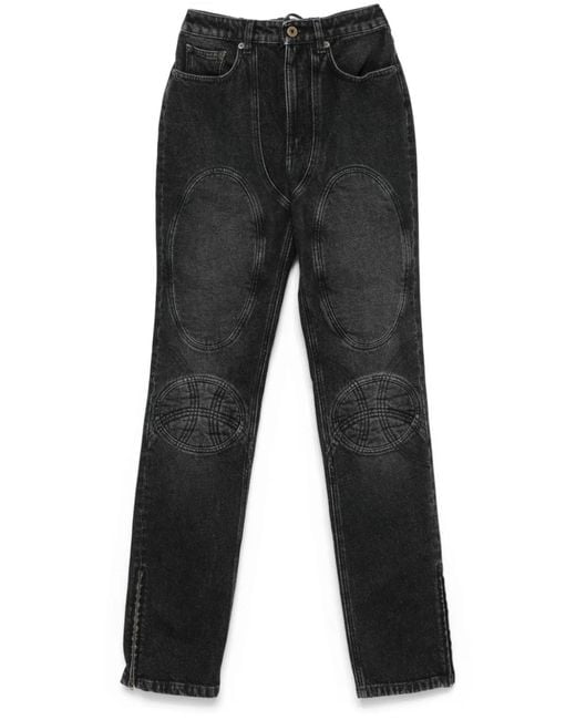 Jean Paul Gaultier Black Padded Deatils Denim Jeans
