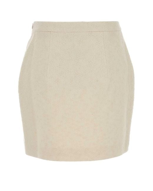 Alessandra Rich Natural Tweed Boucle Mini Skirt