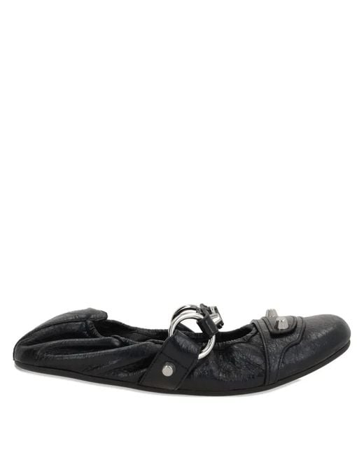 Balenciaga Black City Leather Ballets