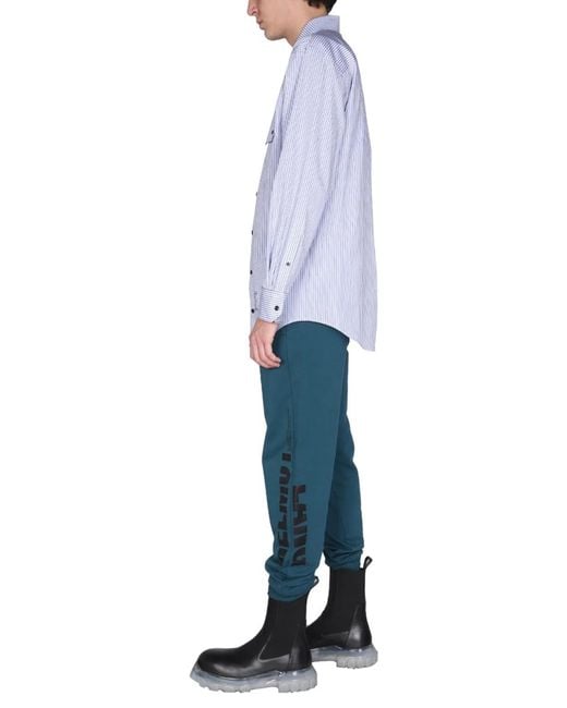 Helmut Lang Blue Jogging Pants With Logo Print for men