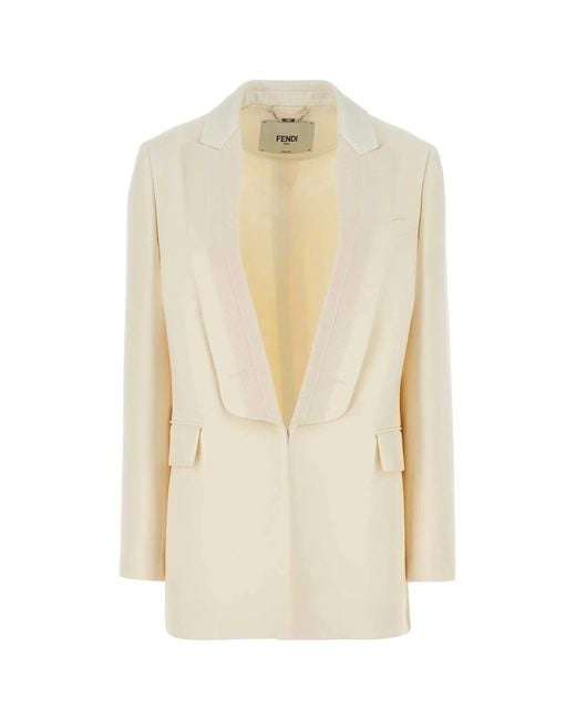 Fendi Natural Ivory Wool Blend Blazer