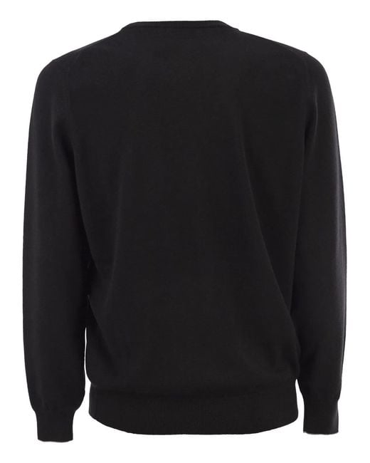 Brunello Cucinelli Black Pure Cashmere Crew-Neck Sweater for men