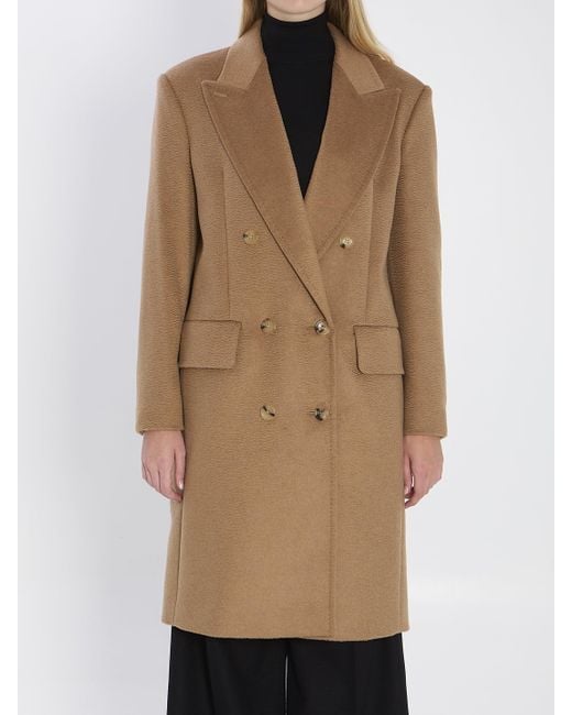Max Mara Natural Double-Breasted Camel Coat