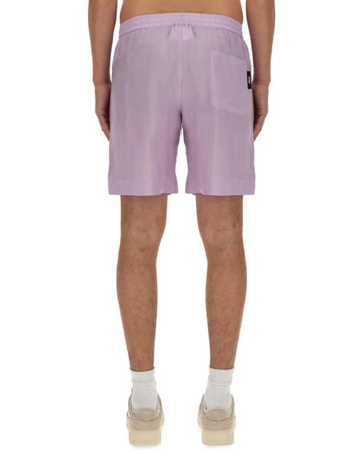 MSGM Purple Short With Logo for men