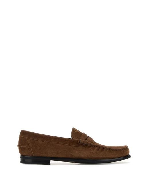 Prada Brown Suede Loafers for men