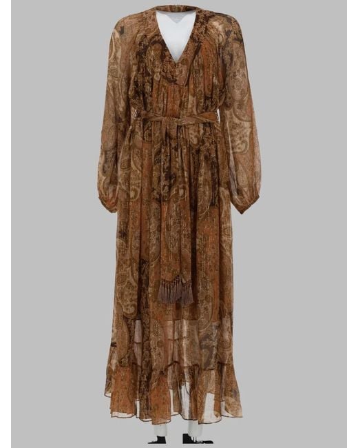 Zimmermann Brown Abito A Pipistrello "Carousel"
