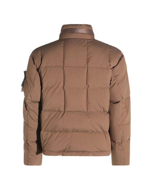 Stone Island Brown Cotton Nylon Canvas Down Jacket for men