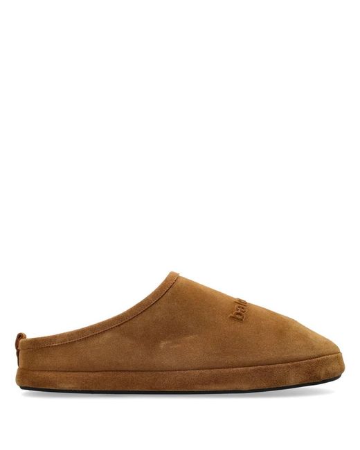 Balenciaga Brown Alaska Suede Leather Slippers for men