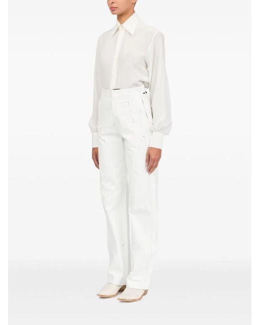 MM6 by Maison Margiela White Wax Trousers