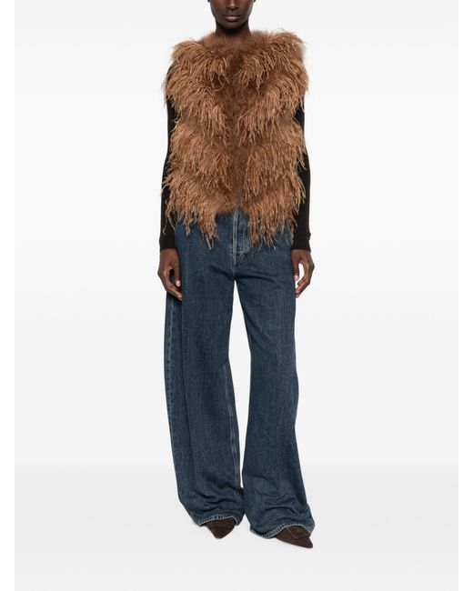 Yves Salomon Brown Gilet 55Cm